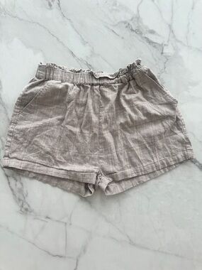 Superdry Beige-Gray High Waist Paperbag Shorts